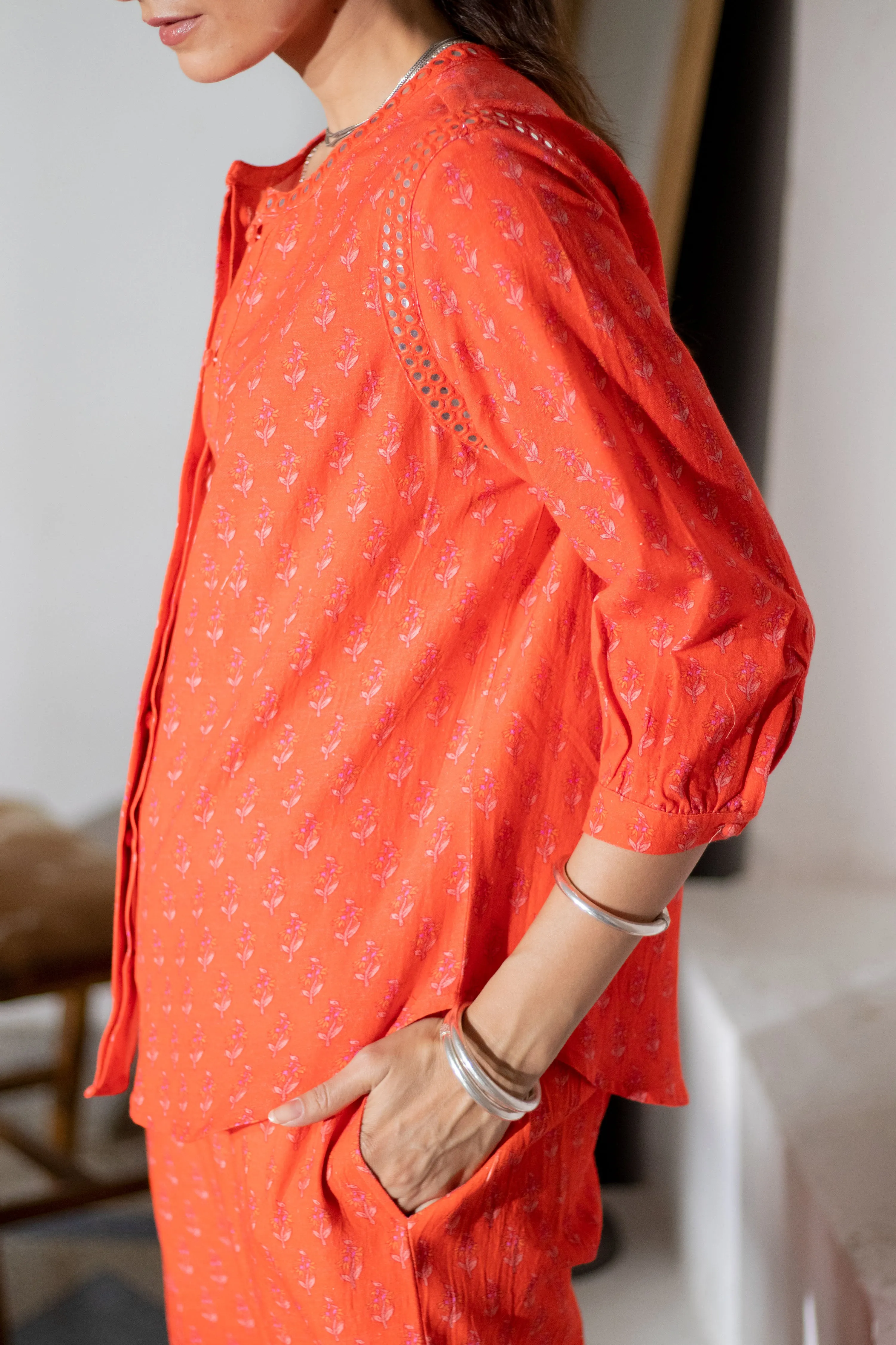 Noor Floral Pant in Orange