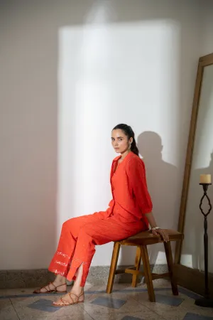 Noor Floral Pant in Orange
