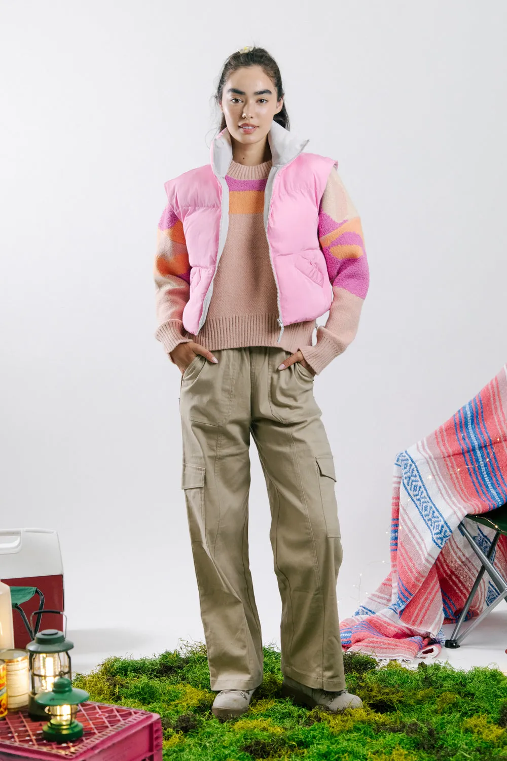 Sharp Contrast Vest - Pink