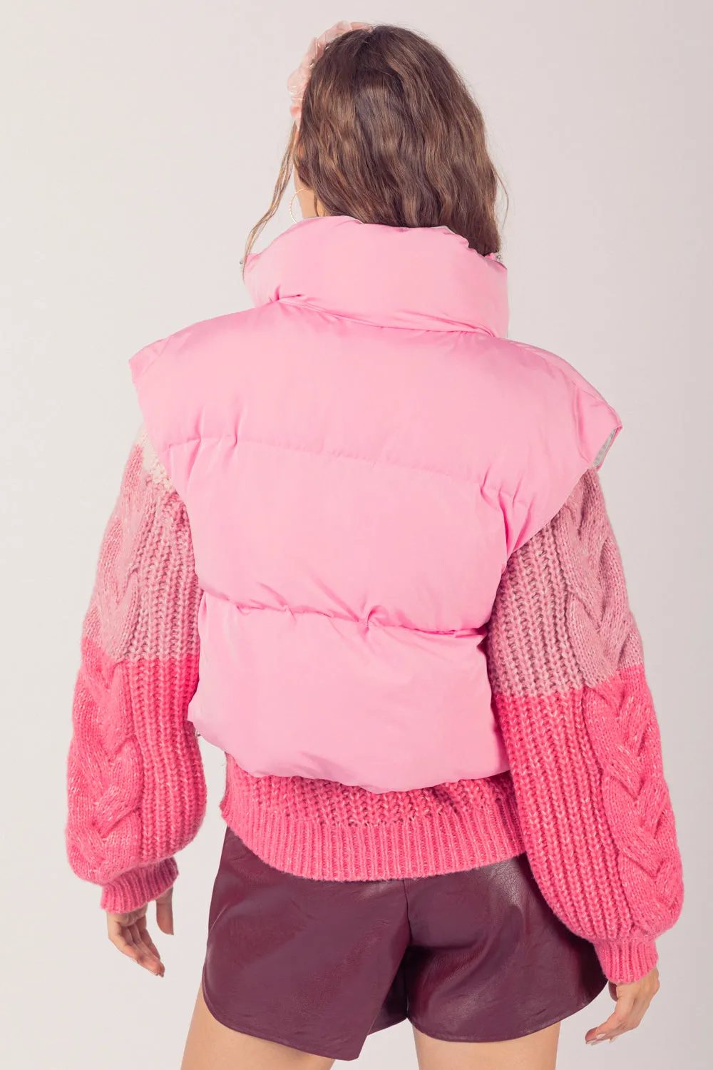 Sharp Contrast Vest - Pink