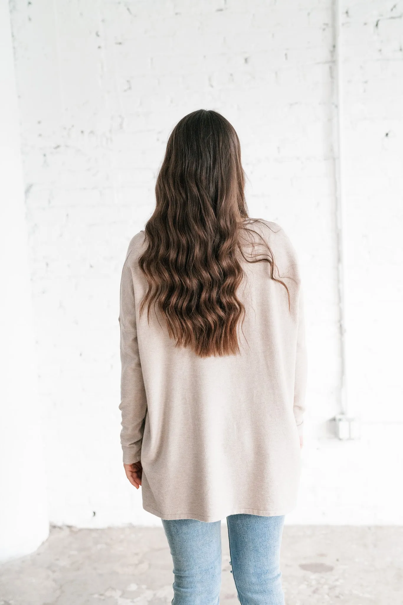 Stay Close Drop Shoulder Sweater - Latte