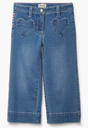 Stretch Denim Wide Leg Pants