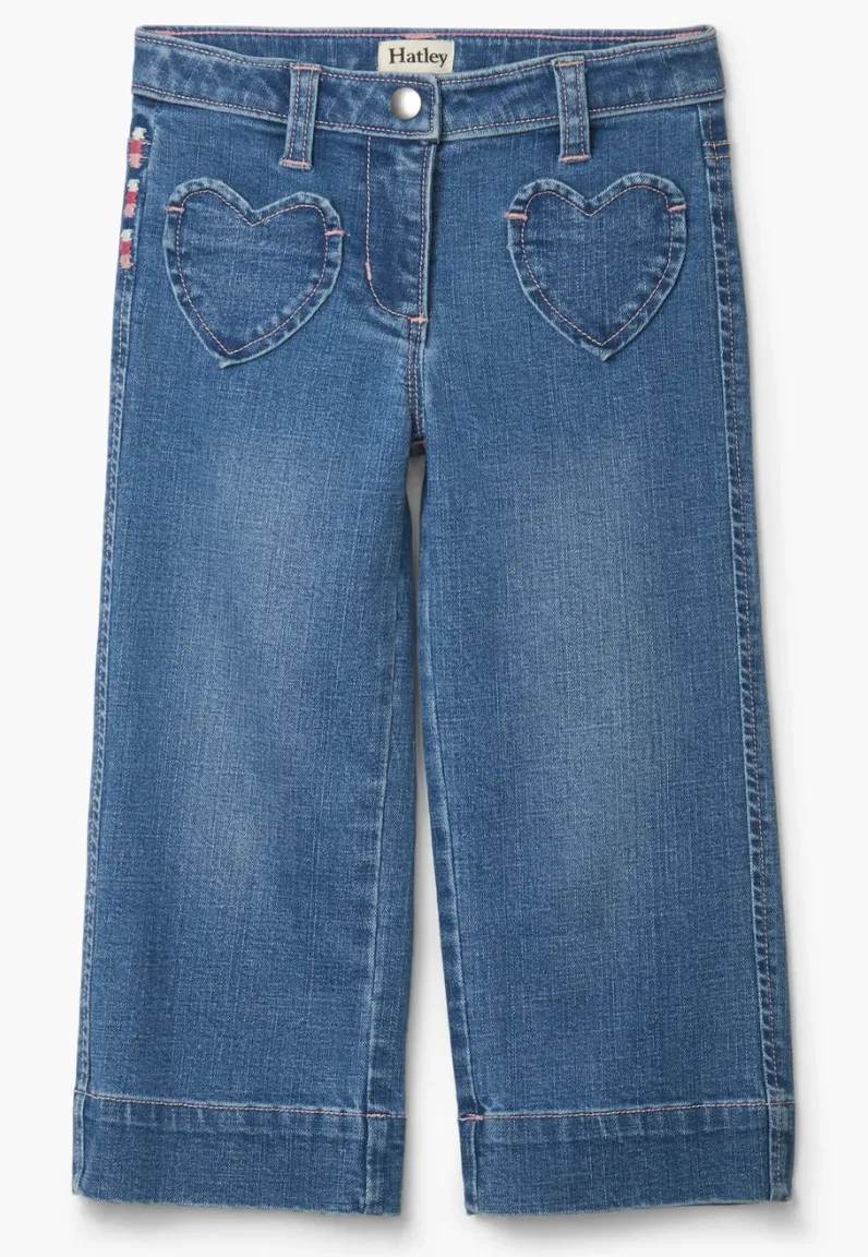 Stretch Denim Wide Leg Pants