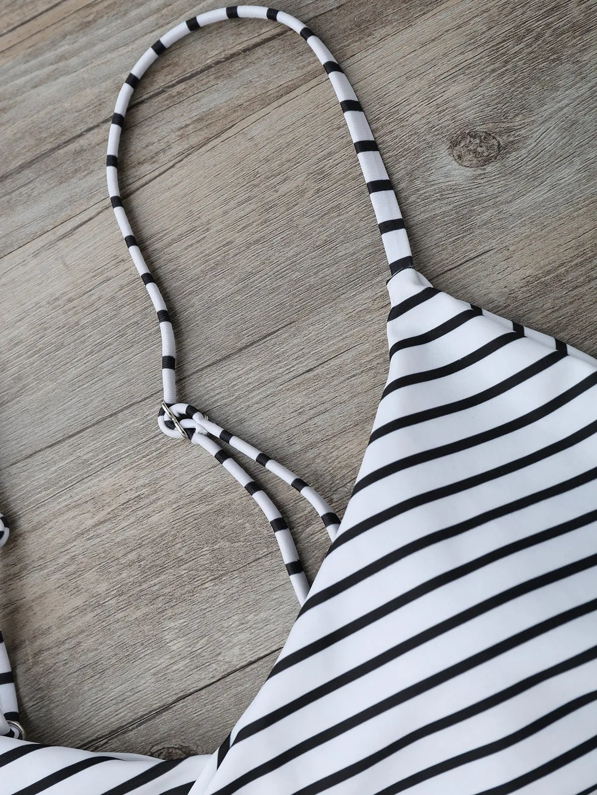 Striped Padded Wrap Bikini Set