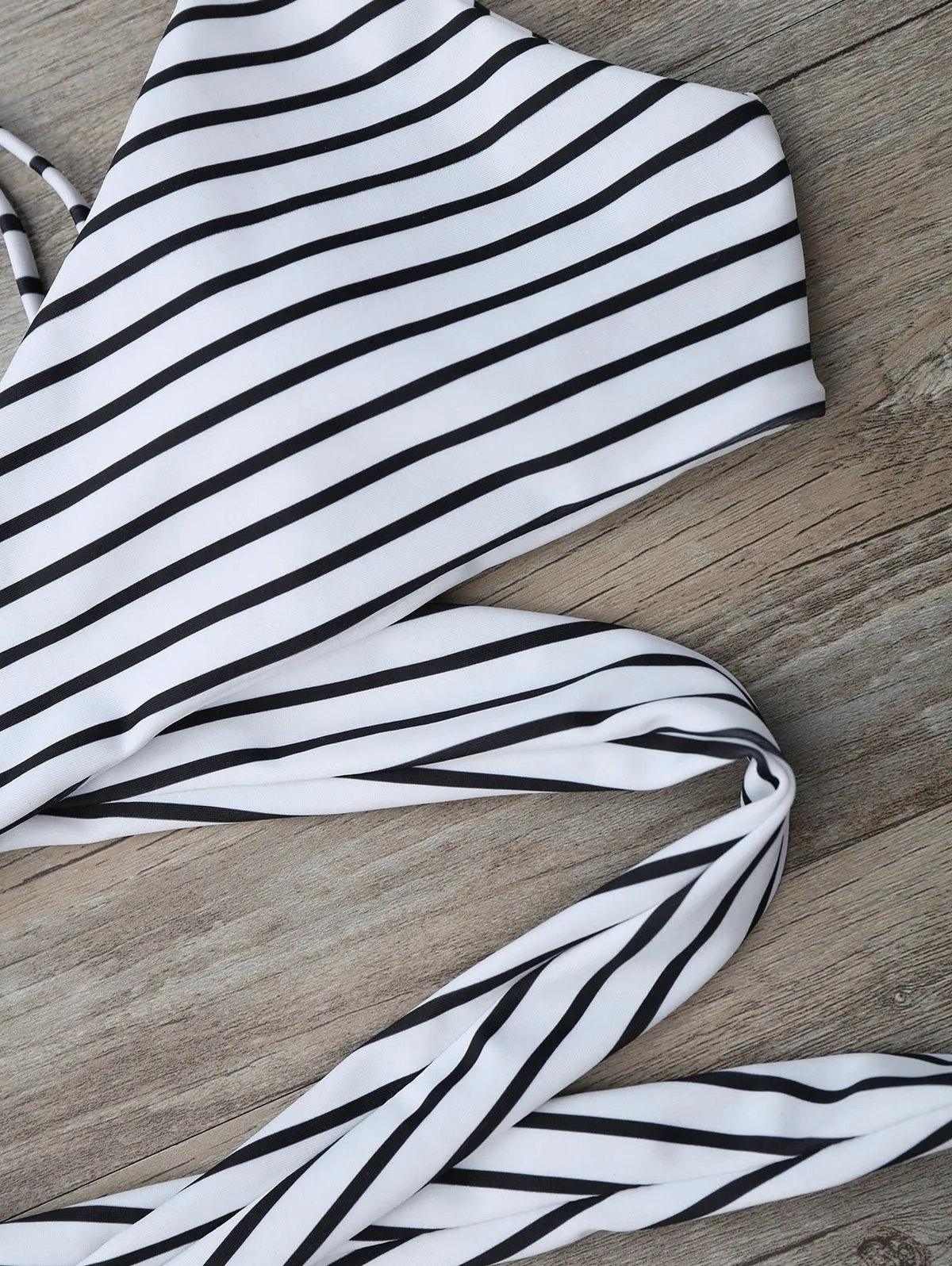 Striped Padded Wrap Bikini Set