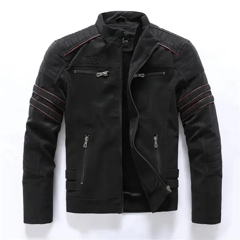 Stuart – Men's Slim-Fit Vintage Multi-pocket Motorcycle Leather Jacket