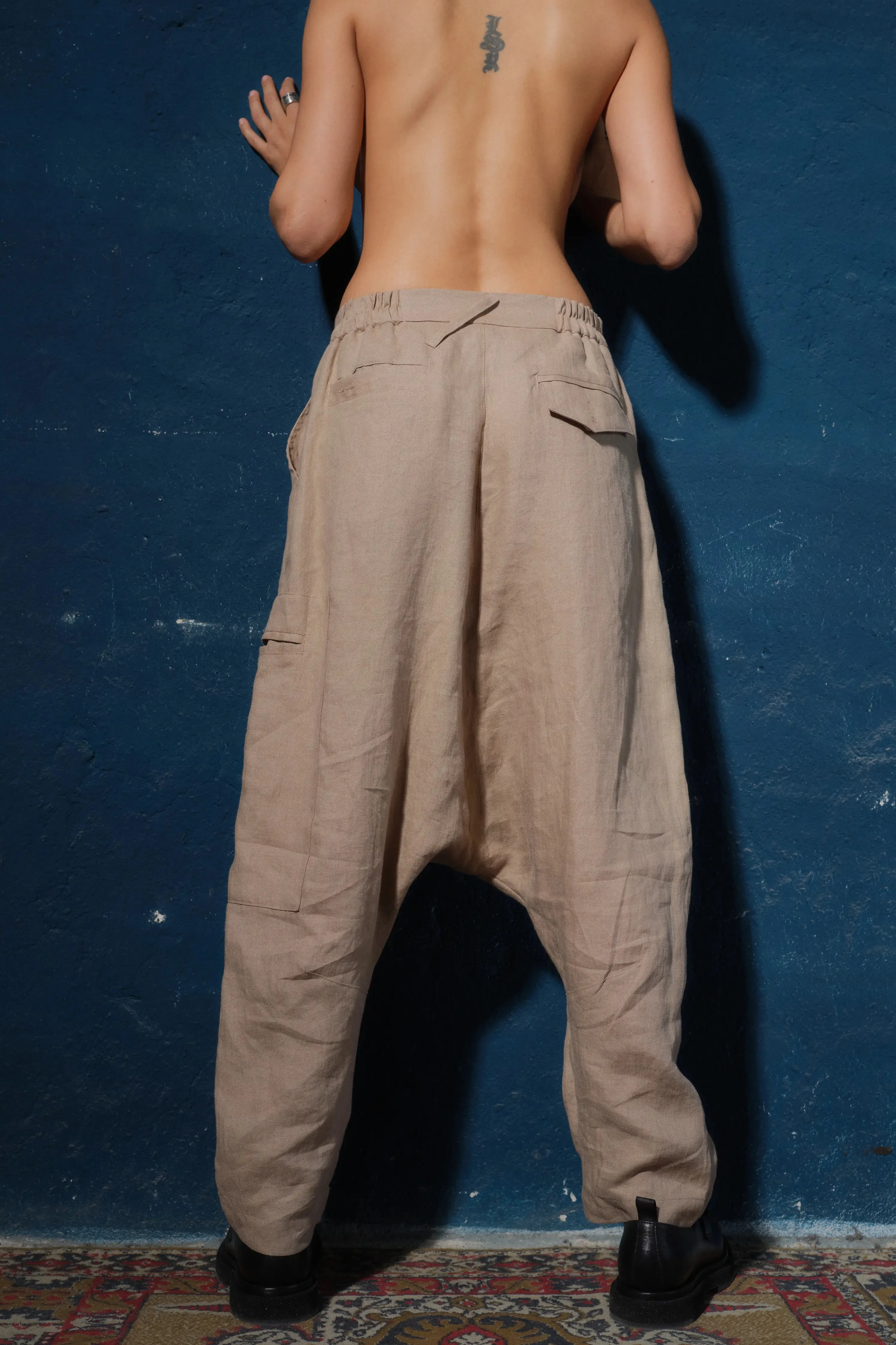 Sustainable Linen Drop-Crotch Women's Pants
