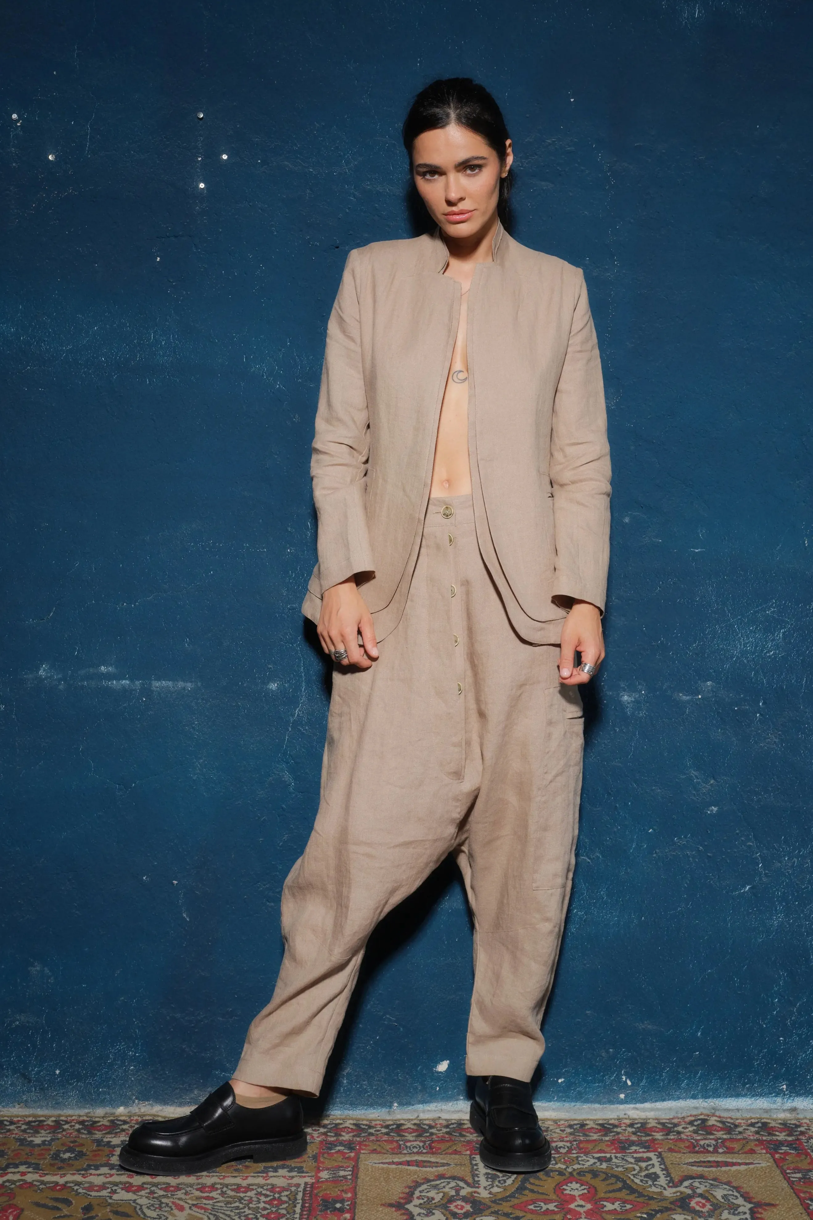 Sustainable Linen Drop-Crotch Women's Pants
