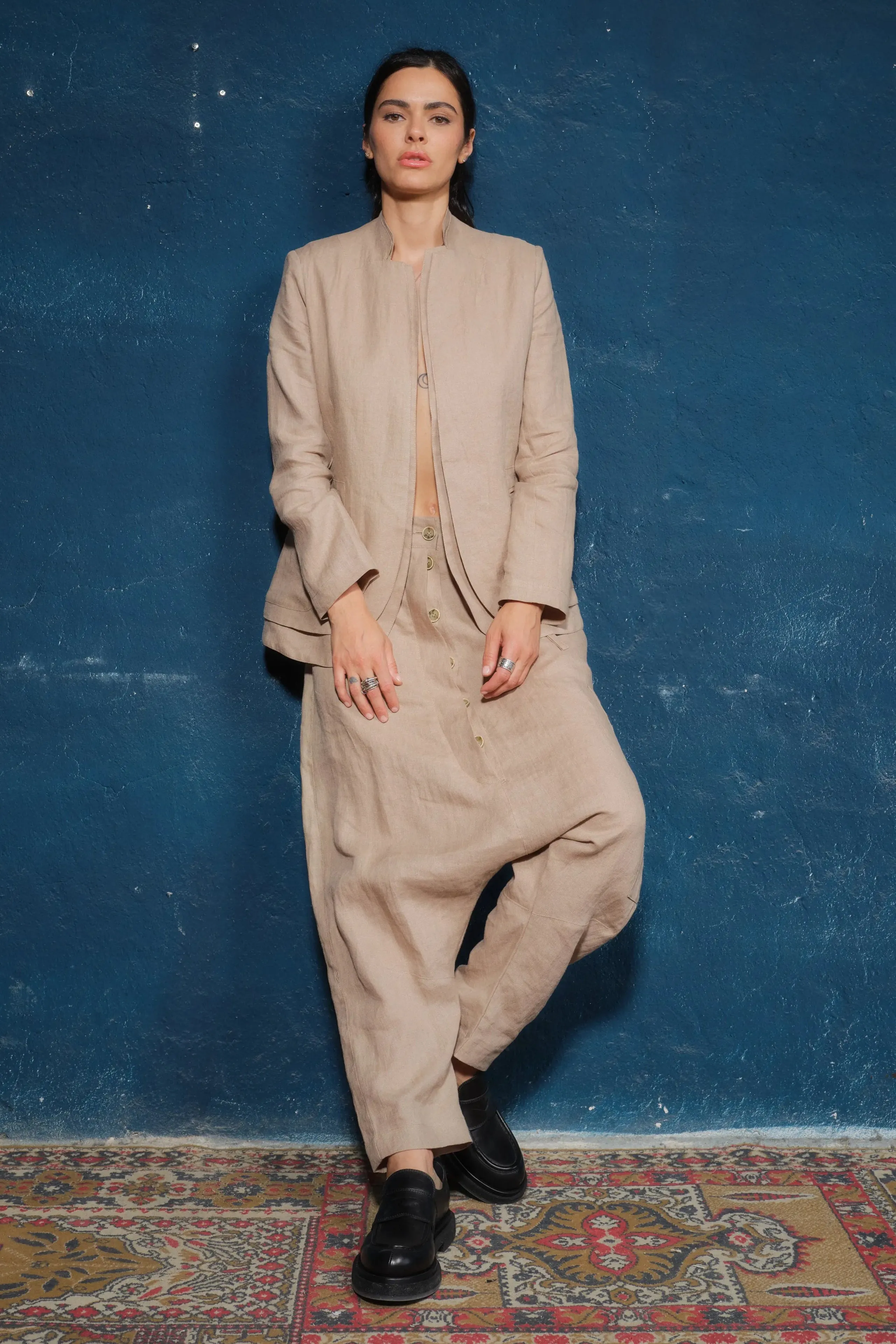 Sustainable Linen Drop-Crotch Women's Pants