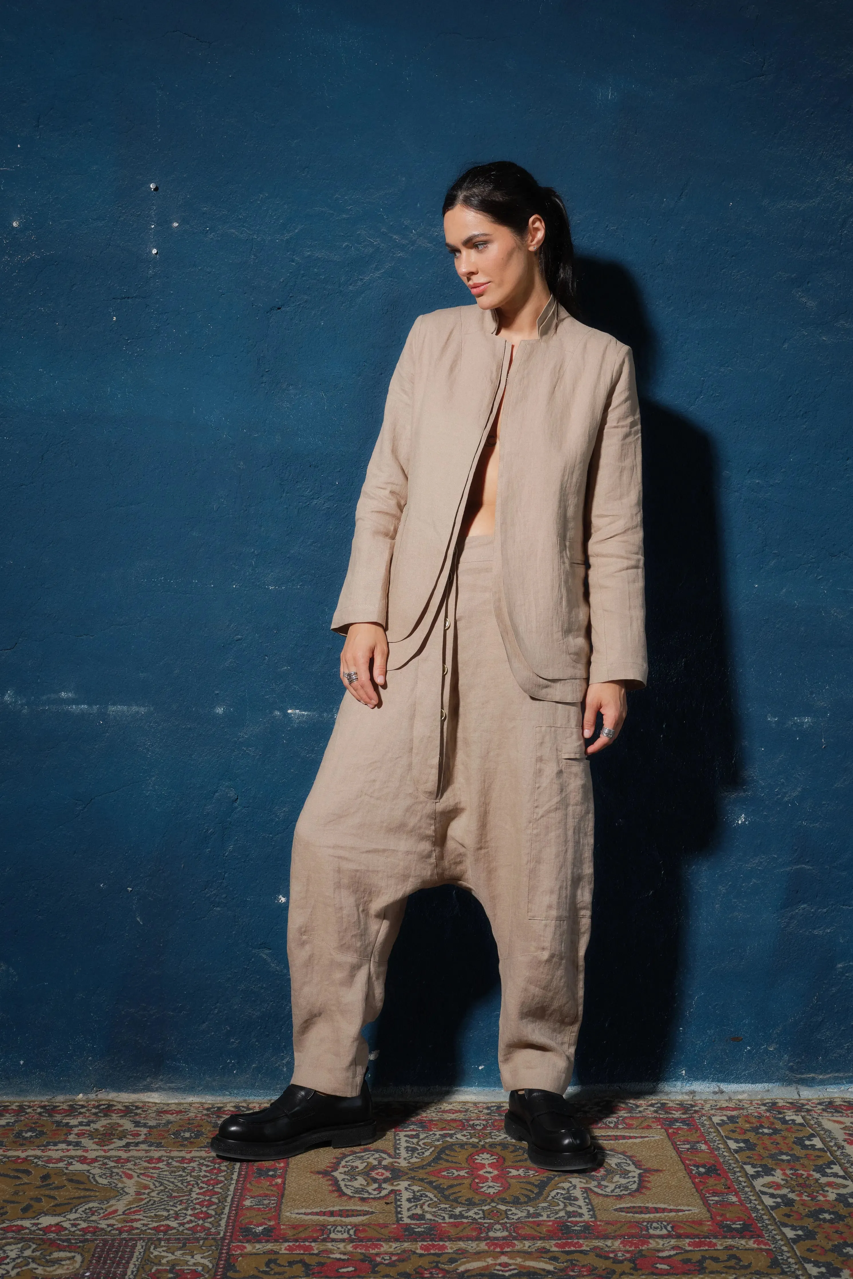 Sustainable Linen Drop-Crotch Women's Pants