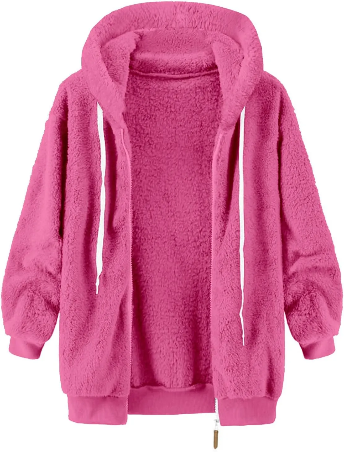 TANGNADE Cute Jackets for Women Trendy Plus Size Winter Fuzzy Fleece Coats Comfy Warm Zip Up Hoodies Outwear