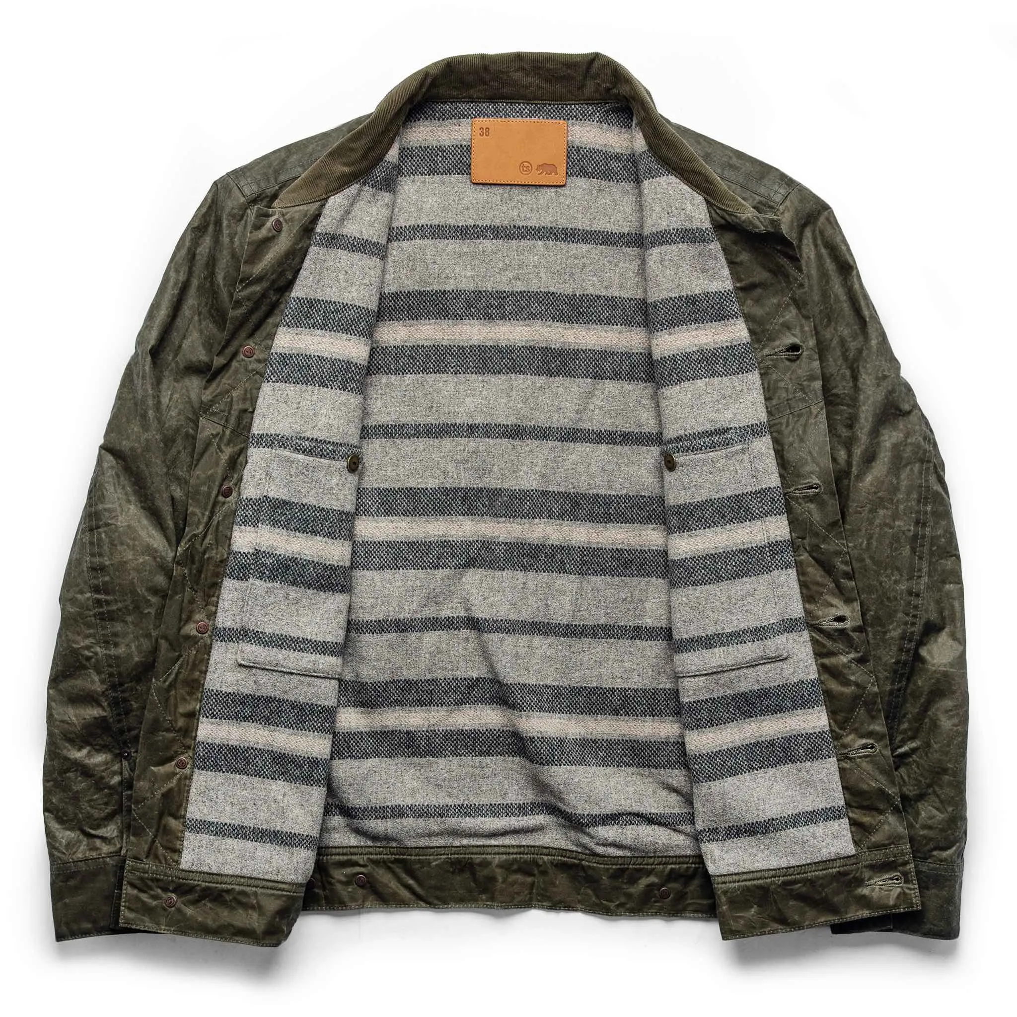 The Lined Long Haul Jacket in Olive Waxed Canvas