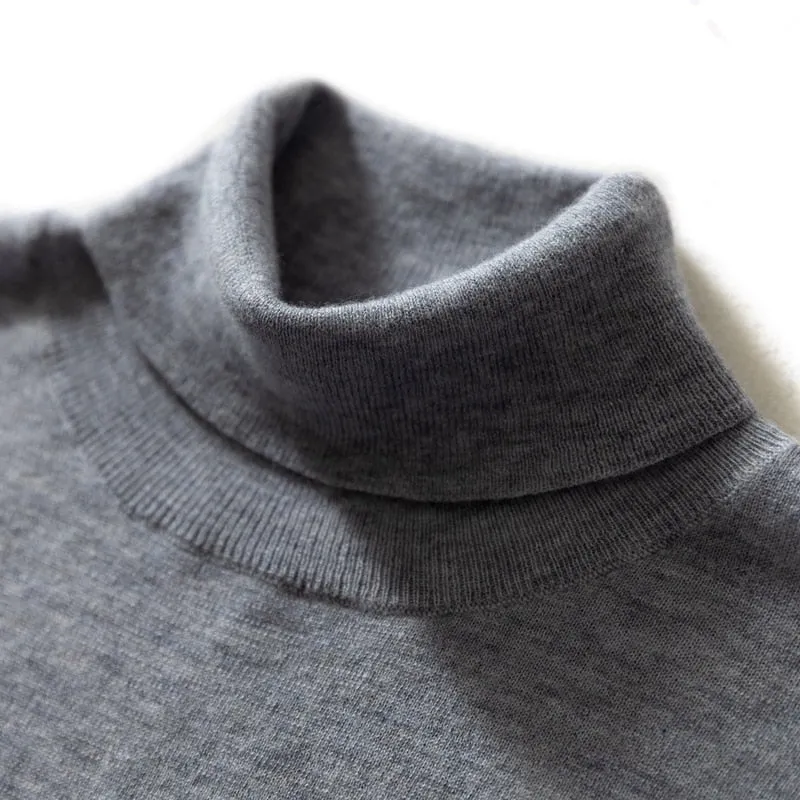 Turtleneck Goat Cashmere Worsted Yarn Slim-Fit Pullover