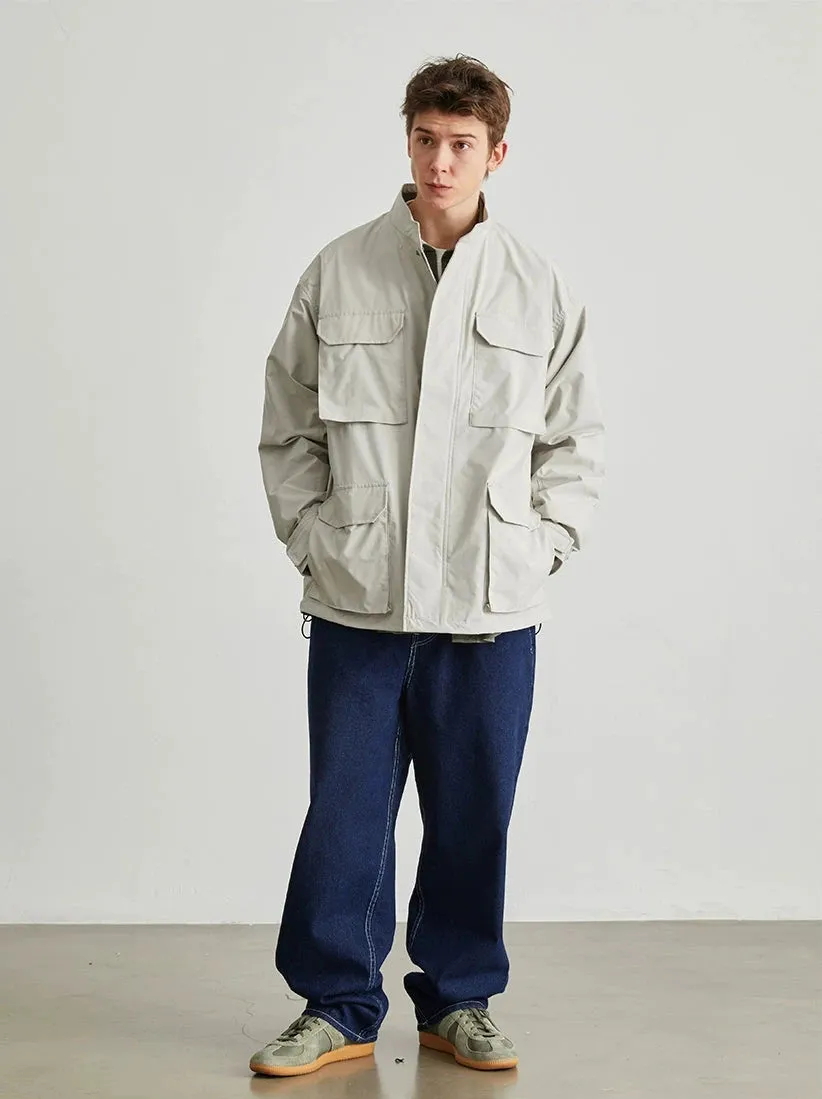 Utility Jacket with Stand Collar and Patch Pockets