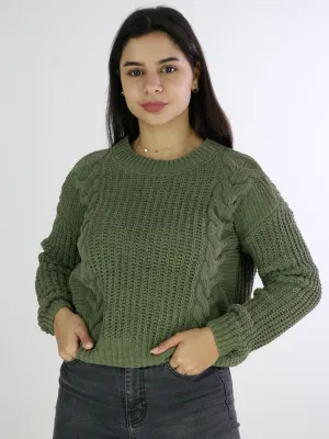 Women's Braided Cable Chenille Sweaters,Olive