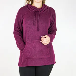 Women's Drawstring Cowl-Neck Sweater,Burgundy