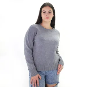 Women's Fleece Solid Sweater,Grey