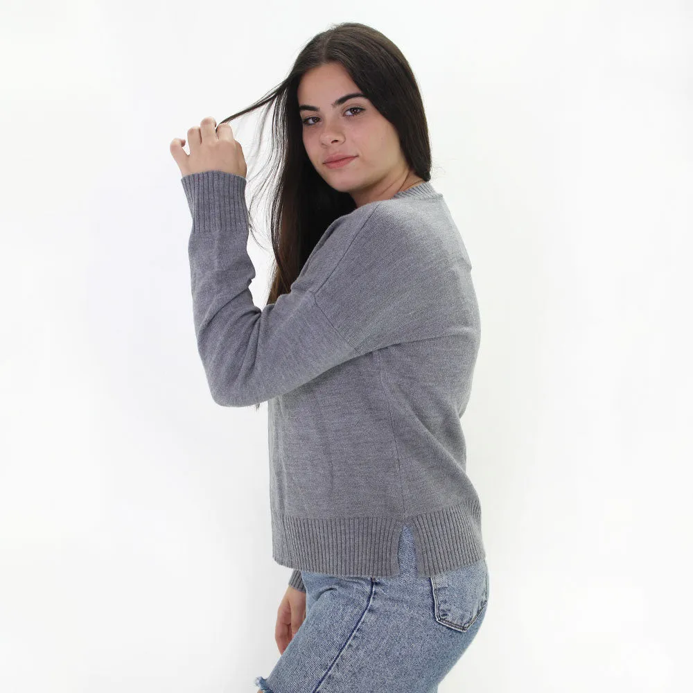 Women's Fleece Solid Sweater,Grey