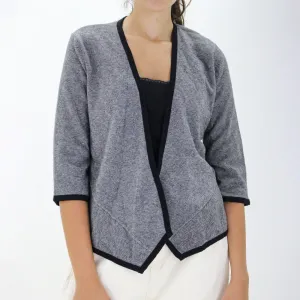 Women's Plaid Sweat Cardigan,Grey