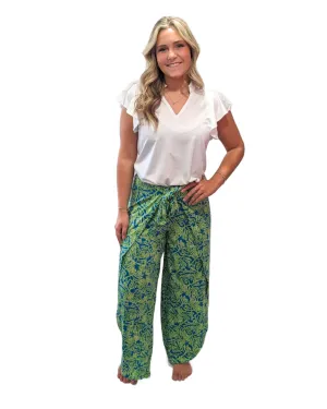 Wrap Front Pant - Sky Blue/Lime Bermuda