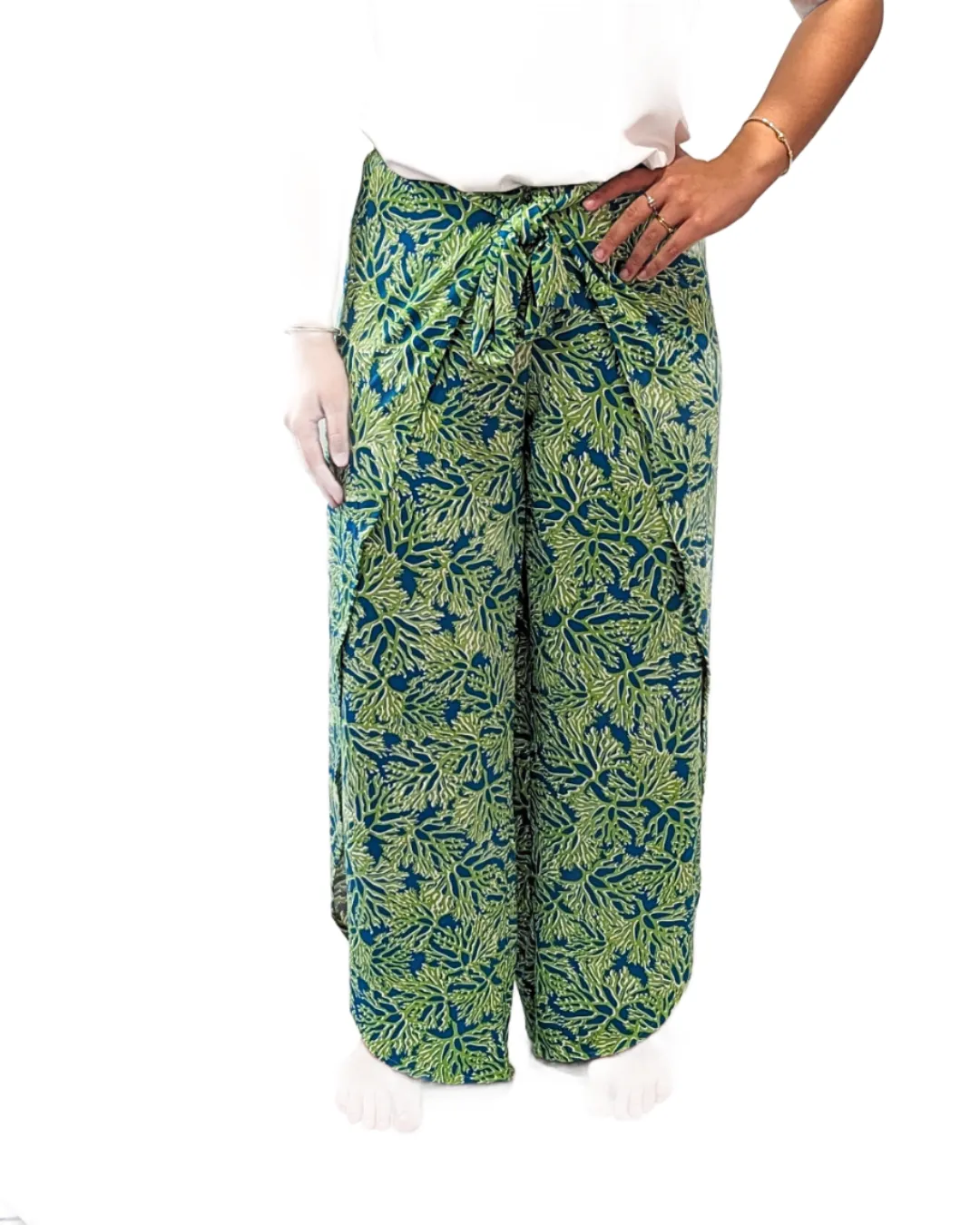 Wrap Front Pant - Sky Blue/Lime Bermuda